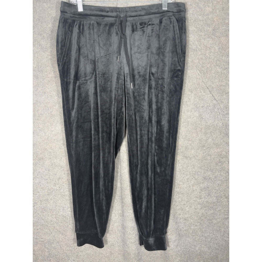 Juicy Couture Black Velour Jogger Pants Sleepwear Women XL Drawstring Lounge 187